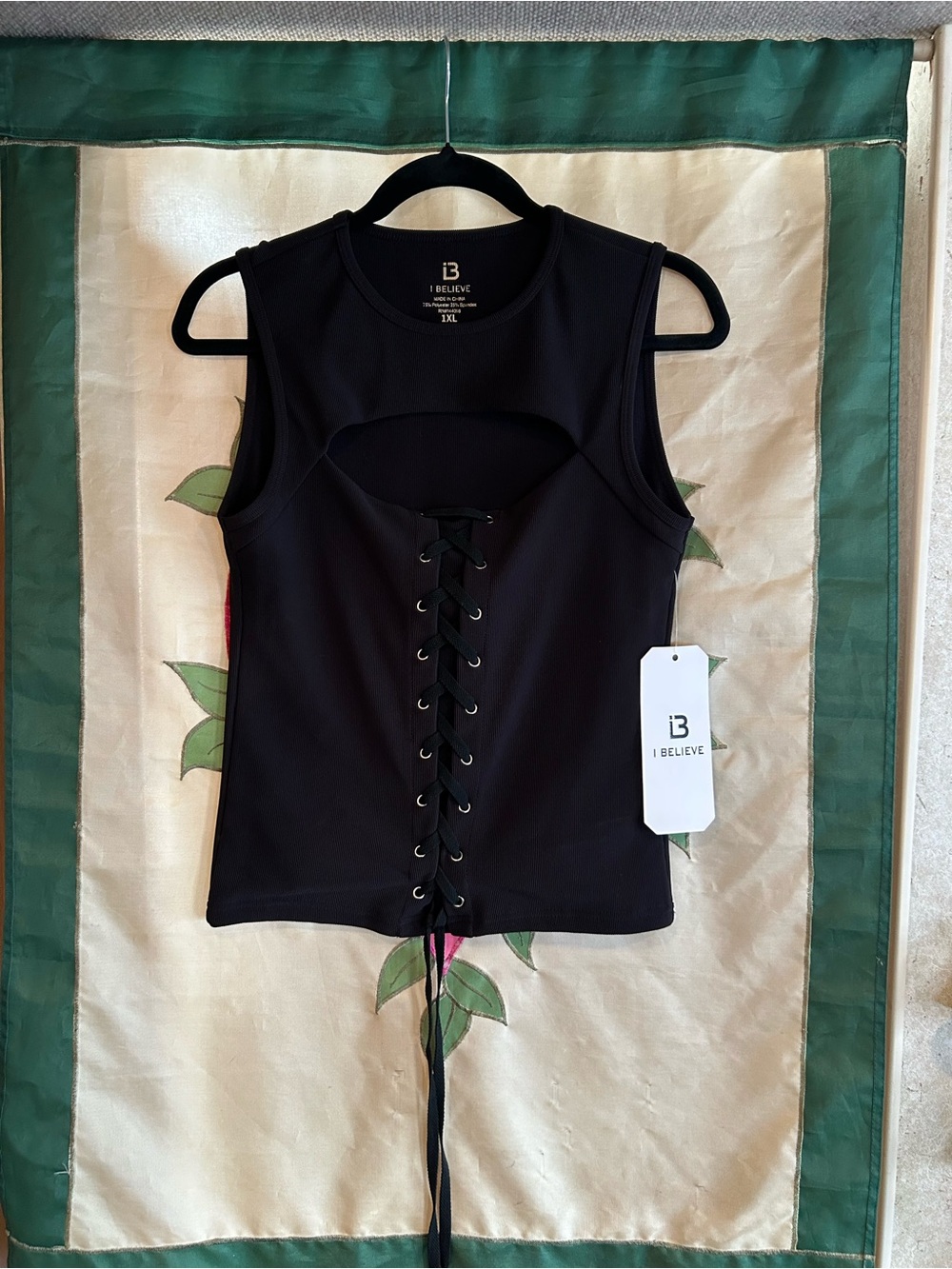 Black Lace-Up Sleeveless Top
